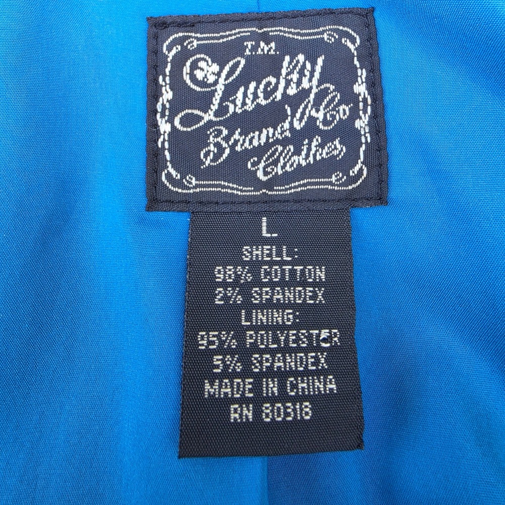 Lucky Brand Teal Blue Velvet Blazer Jacket Single Button Size L Cotton Blend - Picture 5 of 12